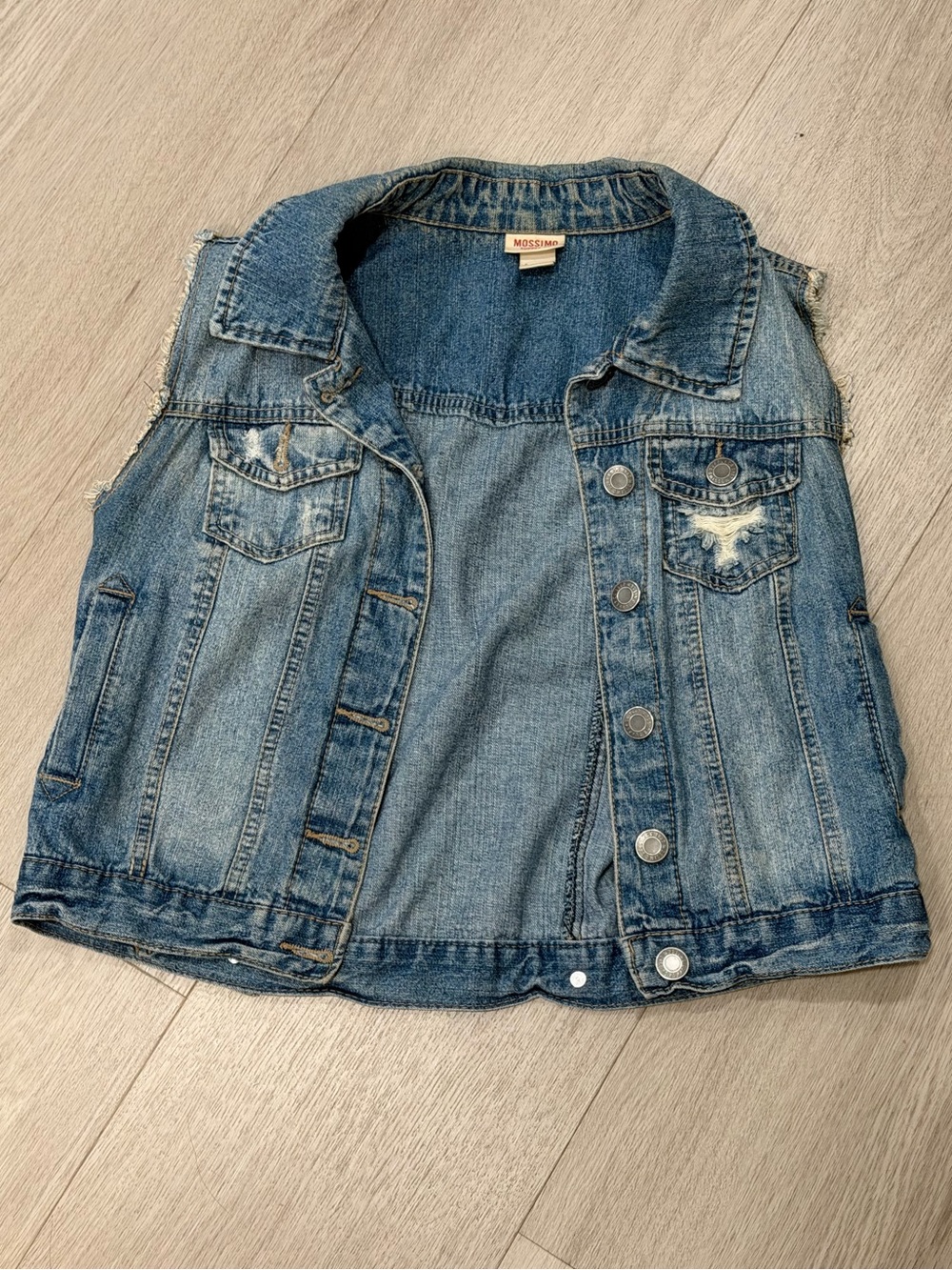 Mossimo Supply Co Distressed Denim Vest | Juniors Large